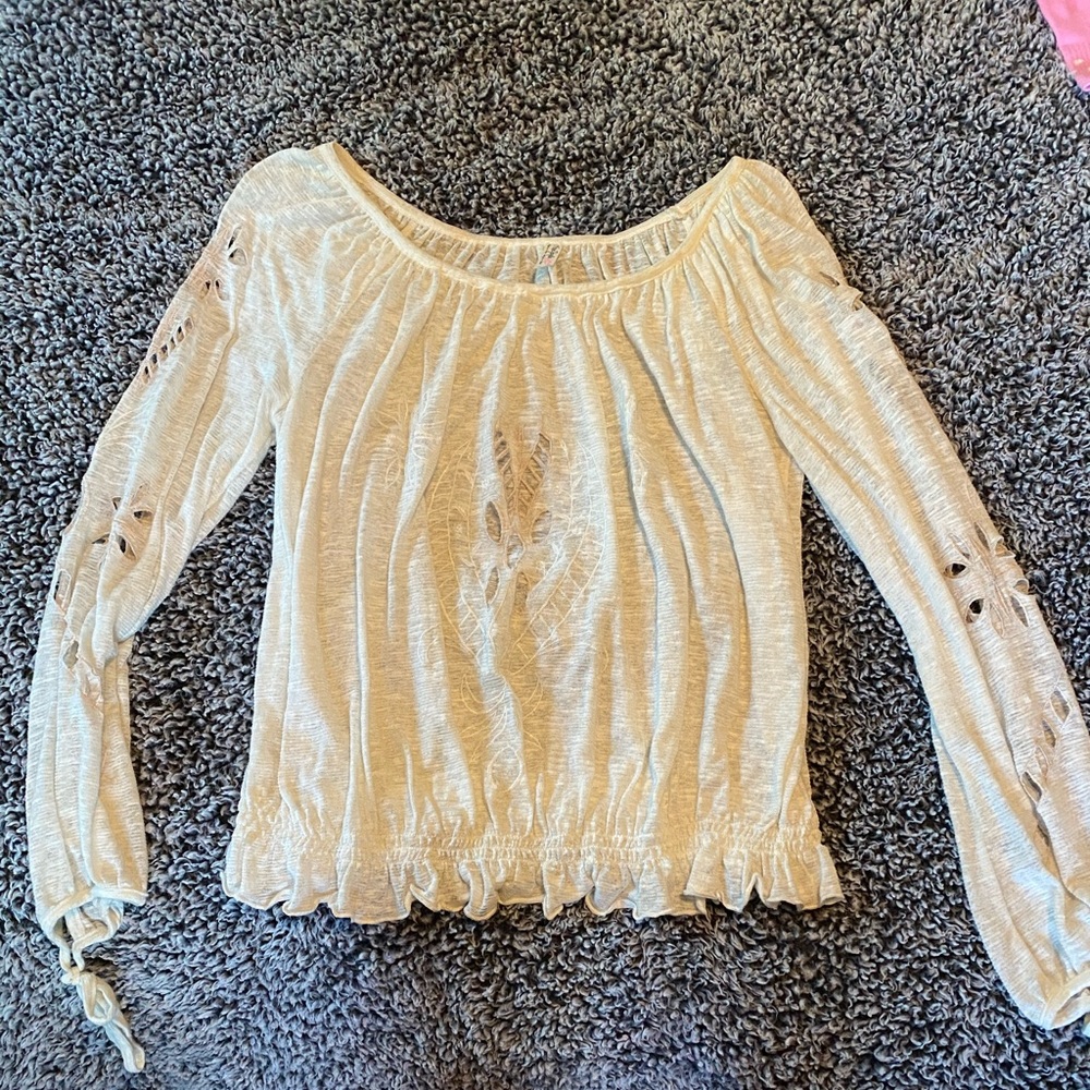Free People boho eyelet cut out top